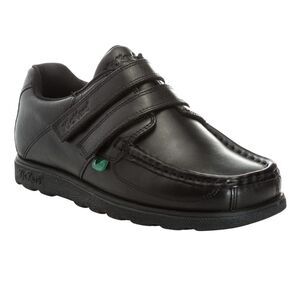 Kickers Boys Fragma Leather Hook and Loop School Shoes / Black